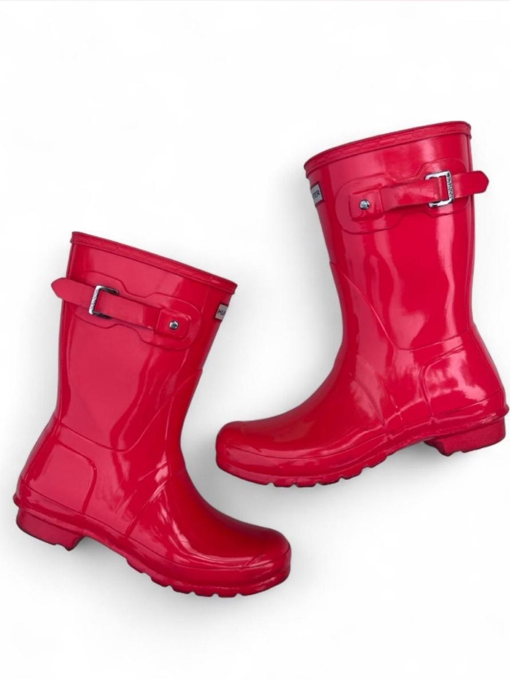 Hunter Original Short Gloss Rain Boots in HYPER PINK